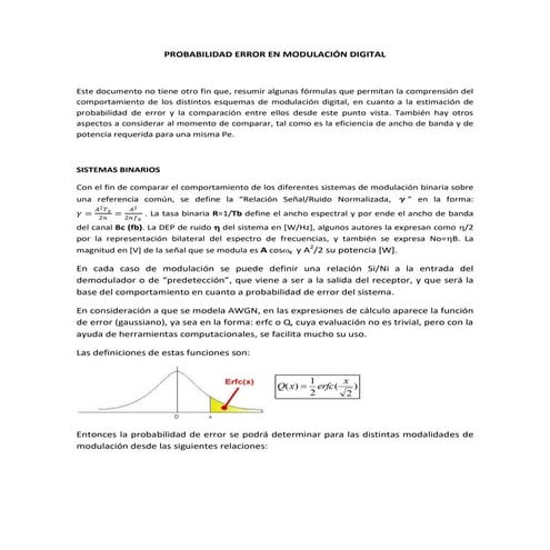 Probabilidad de error en modulación digital