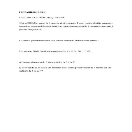 Probabilidades  exercicios