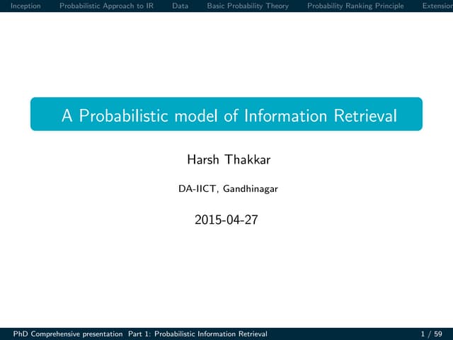 Probabilistic Information Retrieval