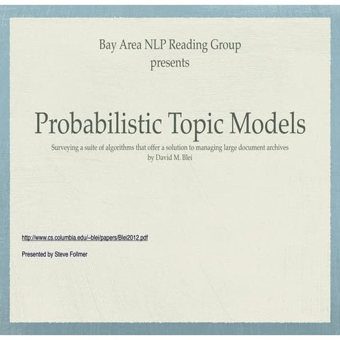Probabilistic Topic Models | PPT