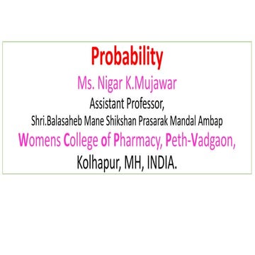 Probability Biostatics and Research Methodology