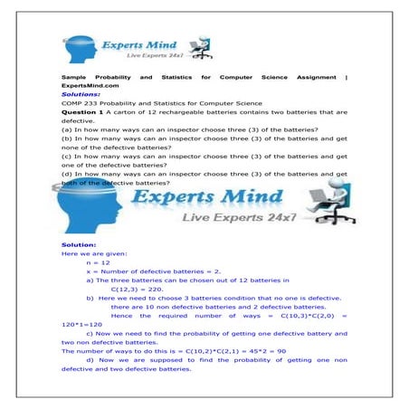 Probability and statistics assignment help