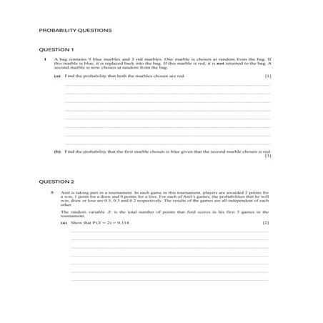 AS LEVEL PROBABILITY ANSWERS FOR WORKSHEET | PDF