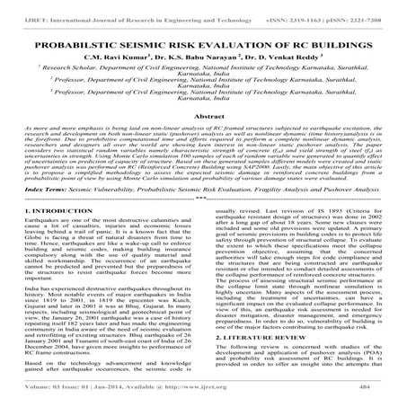 Probabilstic seismic risk evaluation of rc buildings 