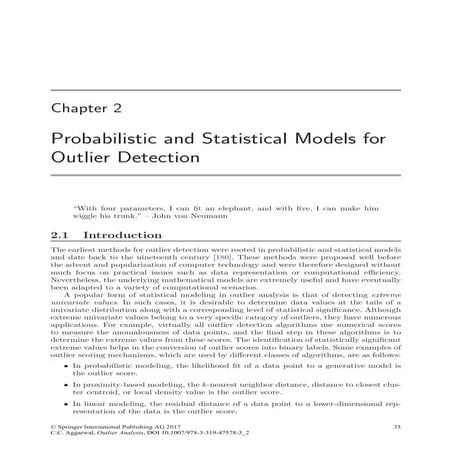 Prob and statistics models for outlier detection
