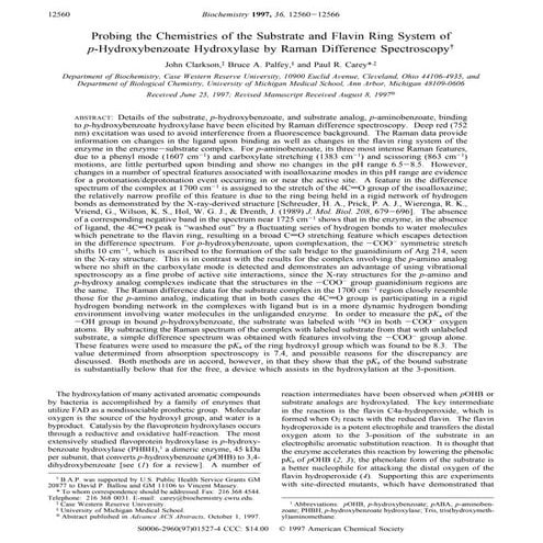 Probing the chemistries of flavin ring systems of p hydroxybenzoate hydroxyla...