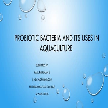Probiotic bacteria and their importance in aquaculture | PPTX