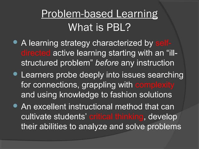 Problem based learning | PPT
