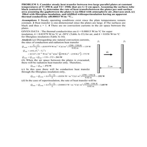 steady heat transfer between two large parallel plates
