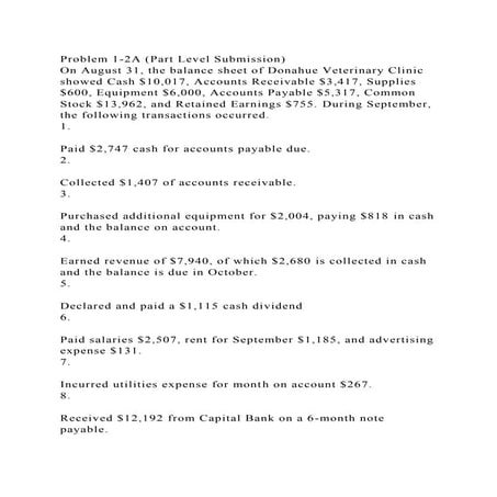 Problem 1-2A (Part Level Submission)On August 31, the balance shee.docx