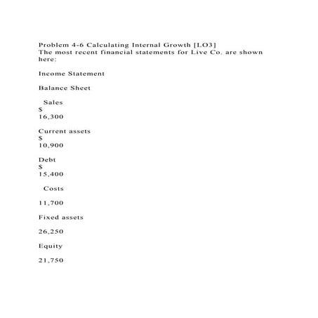 Problem 4-6 Calculating Internal Growth [LO3]The most recent fin.docx