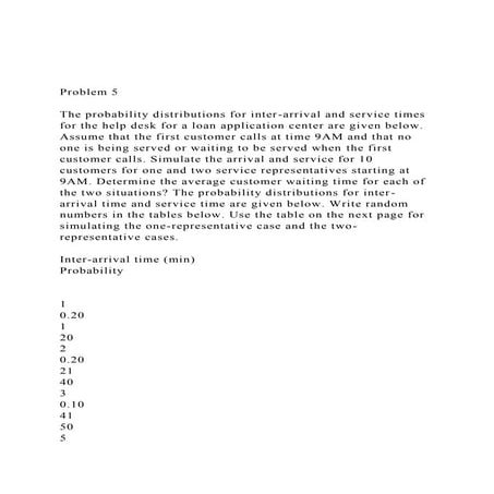 Problem 5The probability distributions for inter-arrival a.docx