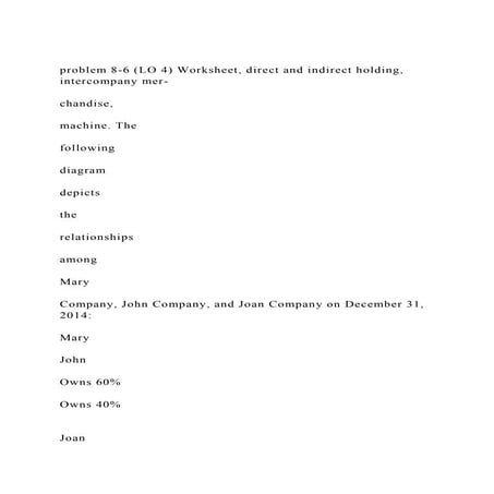 problem 8-6 (LO 4) Worksheet, direct and indirect holding, interco.docx