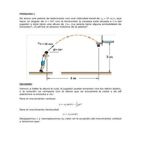 Problema de Movimiento Parabólico (Física Mecánica)