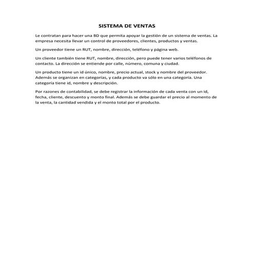 Problema 2 sistema de ventas