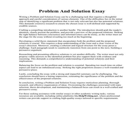 Problem And Solution Essay | PDF
