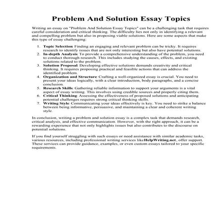 Problem And Solution Essay Topics.pdf | Homework and Study | Education