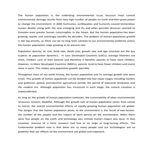 Problem arising from growth of human population | DOCX