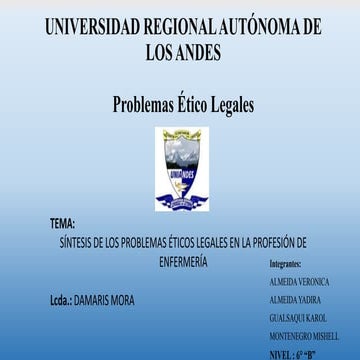 Problemas Ético - Legales en la profesión de Enfermería