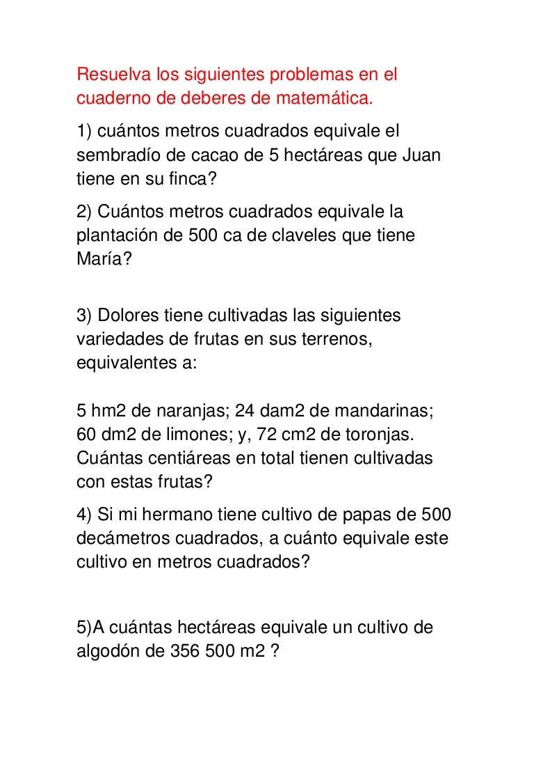 Cuantos Metros Cuadrados Son 1 Hectarea Problemas de medidas agrarias