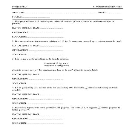 Problemas de restas mg