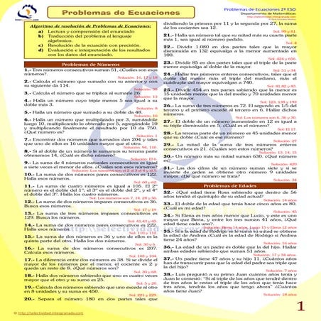 Problemas ecuaciones 2eso