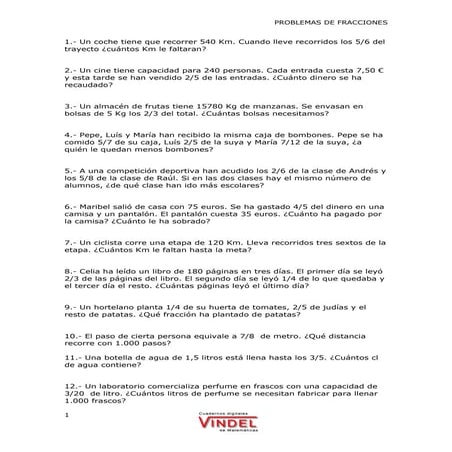 Problemas fracciones