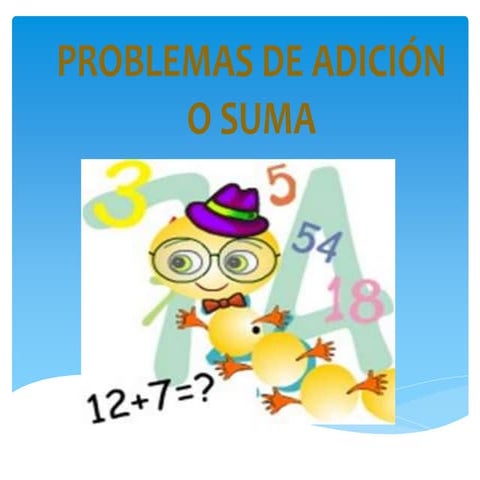 Problemas matemáticos de adición o suma