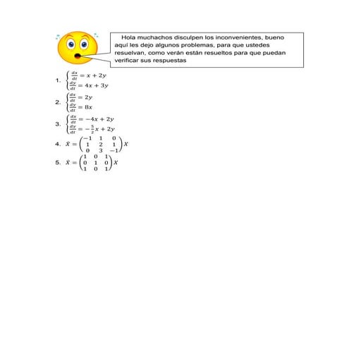 Problemas resueltos y propuestos para Sistemas de Ecuaciones Diferenciales Ap...