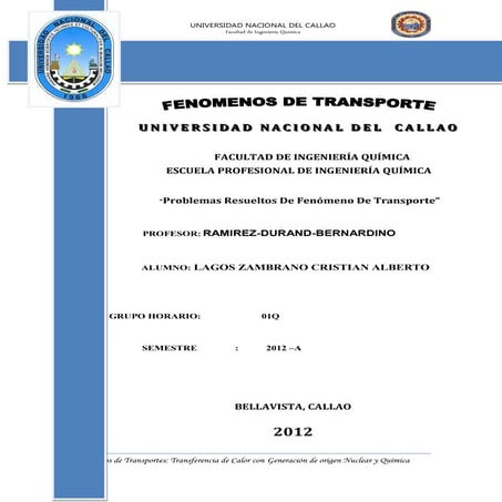 Problemas selectos de fenomenos de transporte