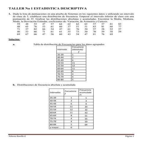 Problemas solucionados de estadística descriptiva