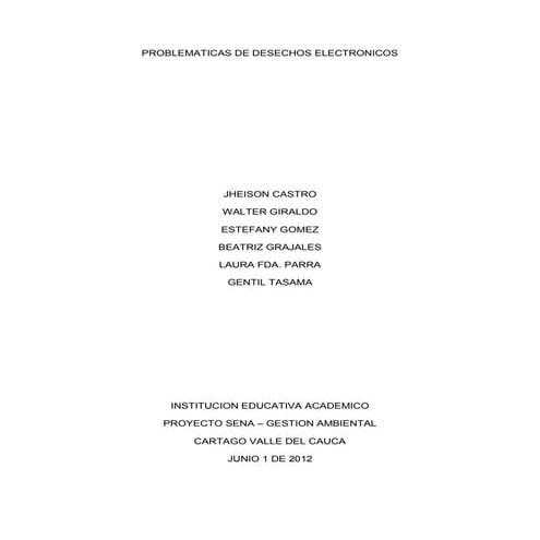 Problematicas de desechos electronicos