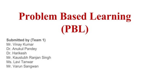 PROBLEM-BASED LEARNING Advancing Student-Centered Learning in the 21st ...