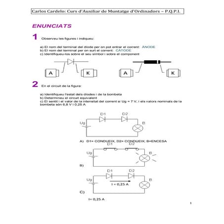 Problemes resolts de diodes i transistors | PDF