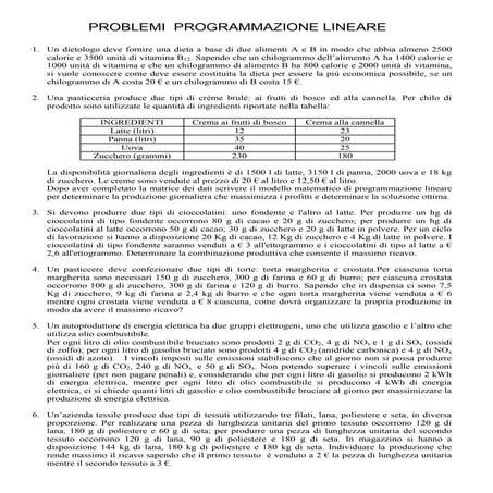 Problemi  programmazione lineare