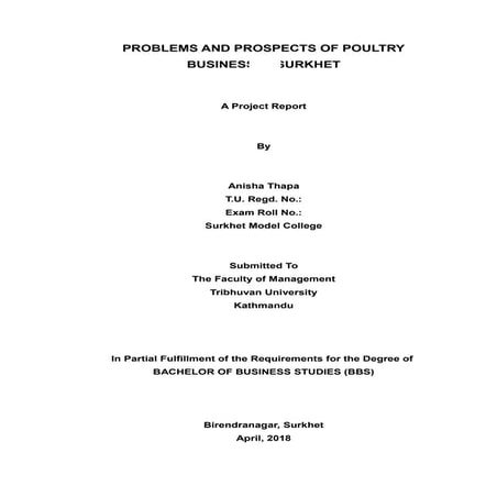 Problems and prospects of poultry farming in birendranagar of surkhet prakash...