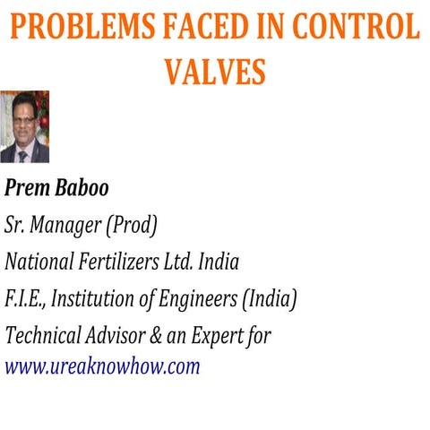 Problems faced in conrol valves ppt