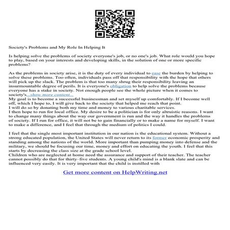 Problems In Society Essay Topics | PDF