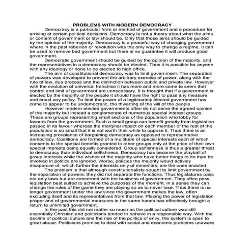 Problems of democracy