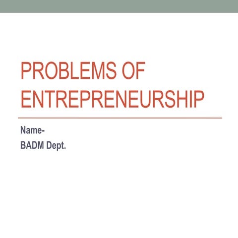 Problems of entrepreneurship