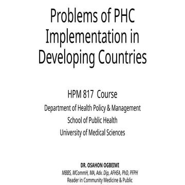 Challenges and Solutions in Implementing Primary Health Care in ...