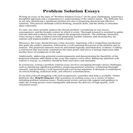 Problem Solution Essays. Causes/Problems and Solutions Essay - Complete ...