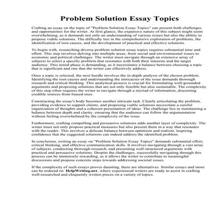 Problem Solution Essay Topics. Problem solution essay ideas. Problems ...