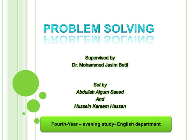 Problem solving technique , strategies