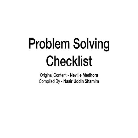Problem solving checklist that helped me a lot! | PPT