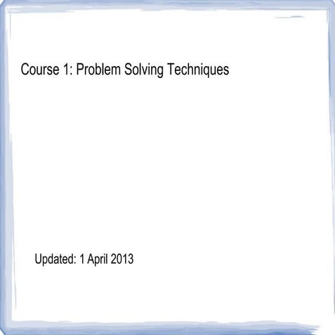Problem solving course | ODP