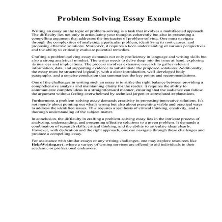 Problem Solving Essay Example.pdfProblem Solving Essay Example | PDF
