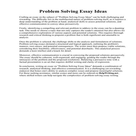Problem Solving Essay Ideas