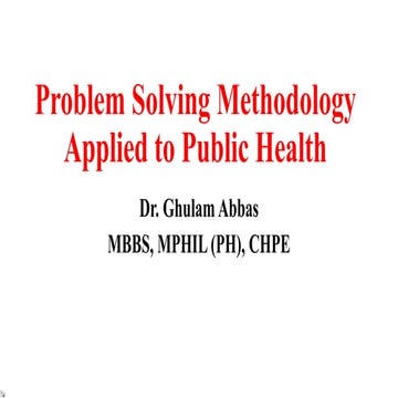 Comprehensive Problem Solving Methodology Applied to Public Health ...