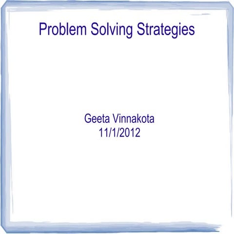 Problem solving strategies